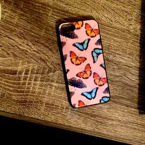 Pink phone case with butterflies